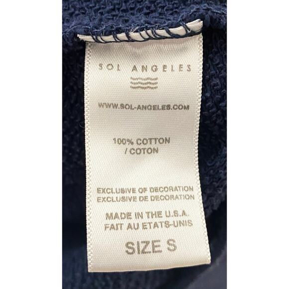 Sol Angeles Women's Embroidered Apres Navy Blue Sweatshirt Stretch Cotton Casual - Picture 9 of 10
